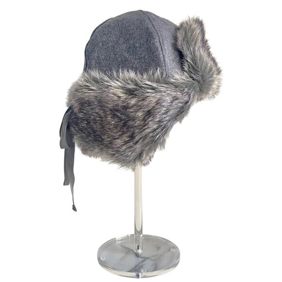 NWT Kangol Wool Ushanka Flannel Hat K0102FA Trapper Style Gray Faux Fur Sz Small - Picture 1 of 10